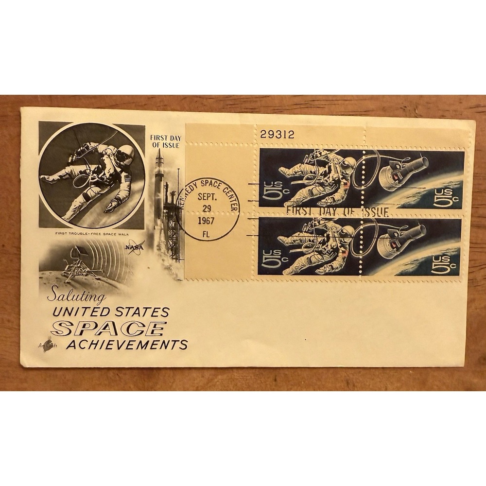 1967‎ US. #1331-32 Saluting US Space Achievements FDC Block 4 Art Craft Cachet